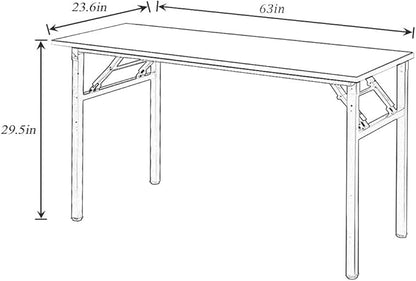Computer Desk,62 Inch Modern Simple Style Folding Tables,Home Office Writing Desk, Space Saving Foldable Table, No Install Needed