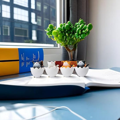 Cute and Compact Office Desk Decorations Cat in Eggshell Desk Ornament Shelf Decor Home Decor Bookshelf Decorative Objects Tabletop Decor