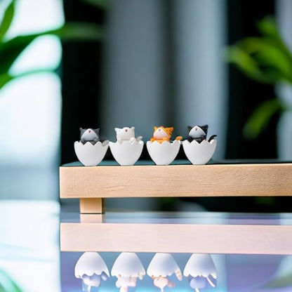 Cute and Compact Office Desk Decorations Cat in Eggshell Desk Ornament Shelf Decor Home Decor Bookshelf Decorative Objects Tabletop Decor