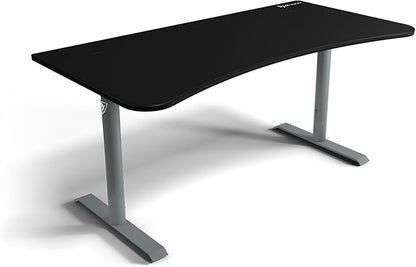 Arozzi Arena Ultrawide Curved Gaming and Office Desk with Full Surface Water Resistant Desk Mat with 3 Custom Monitor Mount Cut Outs and Under The Desk Cable Management Netting - Frozen Grey