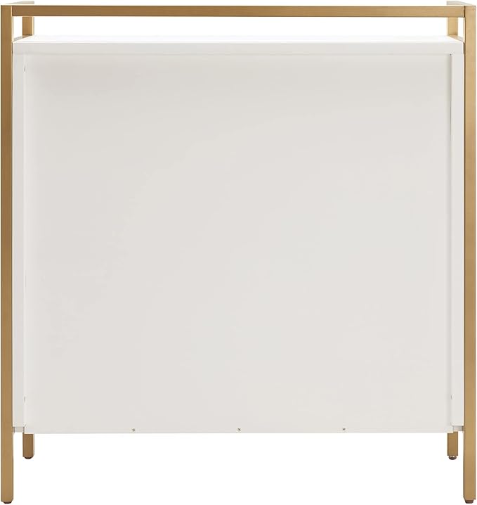 Leick Home 9200-WTGL Claudette Mixed Metal and Wood Foyer Hall Cabinet, White/gold