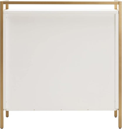 Leick Home 9200-WTGL Claudette Mixed Metal and Wood Foyer Hall Cabinet, White/gold