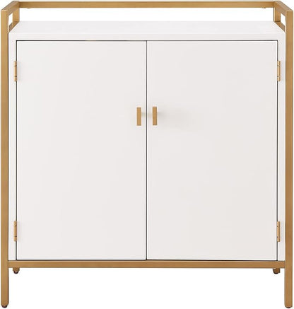 Leick Home 9200-WTGL Claudette Mixed Metal and Wood Foyer Hall Cabinet, White/gold