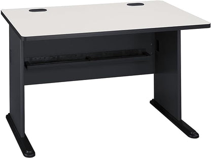 Bush Business Furniture Series A 48W Computer Desk in White Spectrum and Slate, Small Office Table for Home or Professional Workspace