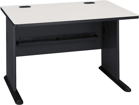 Bush Business Furniture Series A 48W Computer Desk in White Spectrum and Slate, Small Office Table for Home or Professional Workspace