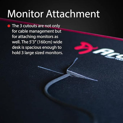 Arozzi Arena Ultrawide Curved Gaming and Office Desk with Full Surface Water Resistant Desk Mat with 3 Custom Monitor Mount Cut Outs and Under The Desk Cable Management Netting - Deep Purple