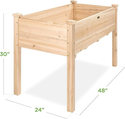 Best Choice Products 48 x 24 x 30 Inches Raised Garden Bed, Elevated Wood Planter Box Stand for Backyard, Patio, Balcony with Bed Liner, 200 Pound Capacity - Natural