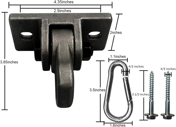 Heavy Duty White Metal Color Swing Hangers Screws Bolts Included Over 5000 lb Capacity Playground Porch Yoga Seat Trapeze Wooden Sets Indoor Outdoor (4 Pack)