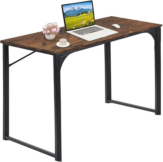 FurnitureR 31.5" Home Office Table Simple Style Computer Desk Laptop PC Writing Table Sturdy Metal Frames for Study Room, Rustic Brown