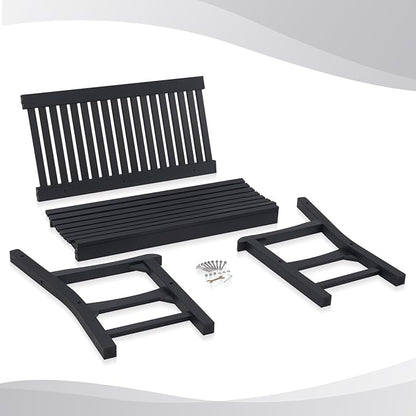 Psilvam Garden Bench, 2-Person Poly Lumber Patio Bench, All-Weather Outdoor Bench That Never Rot, Memorial Bench, Suit for Garden, Porch and Park (Black)