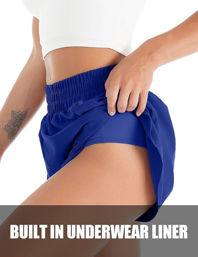 Blooming Jelly Women's Quick-Dry Running Shorts Workout Sport Layer Active Shorts with Pockets 1.75"