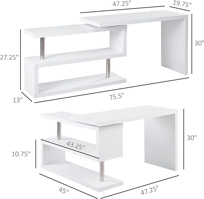 NicBex Kimberly-DW-00212-LWJ Home Office Desks, 47.25"x45"x30", White