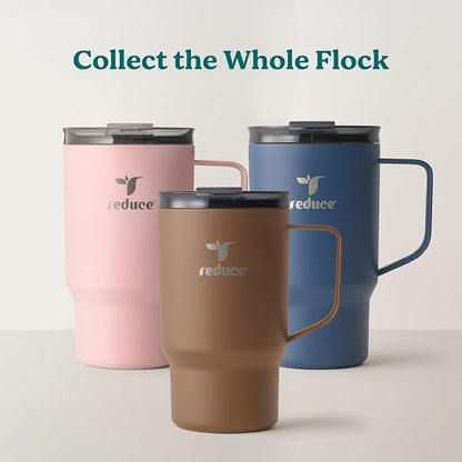 REDUCE Hot1 18 oz Hot1 Stainless Steel Insulated Mug with Temperature Adjusting Lid - Dual-Wall Vacuum, Cupholder Friendly - Keeps Drinks Hot for 6 Hours - Ideal for Coffee, Tea & Other - Baked Clay