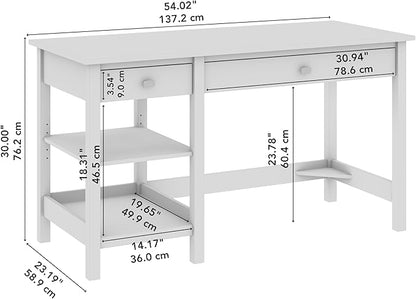 Bush Furniture Broadview 54W Computer Desk with Shelves in Classic Black| Personal Workstation Table and Storage for Home Office Workspace