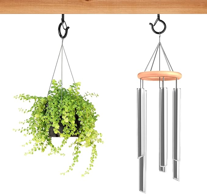 36 PCS Q-Hanger Hooks with Safety Buckle, Windproof Screw Hooks for Outdoor String Lights Hanging Christmas Lights, Plants, with 1 Wing Nut Driver