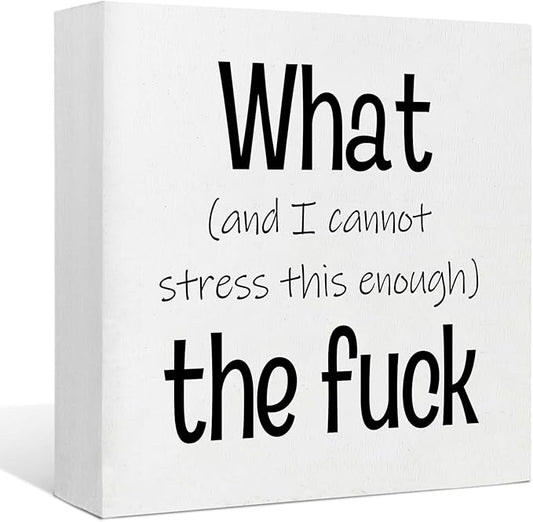 Funny Desk Decor Office Decorations for Work Funny Office Decor What and I Cannot Stress This Enough the Fuck Cool Office Decor Wooden Signs for Home Decor Office Desk Decor Funny Signs (5x5inch)