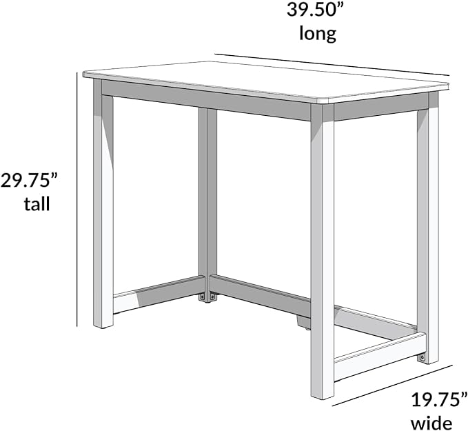 Max & Lily Solid Wood Desk, 40 Inches, Blue