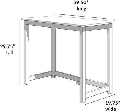Max & Lily Solid Wood Desk, 40 Inches, Grey