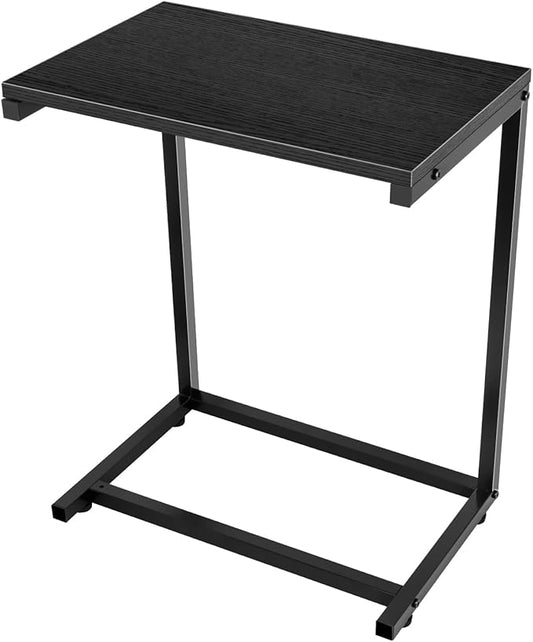 YSSOA Shelving Unit Hardwood Surface, Sofa-End Snack Desk, 21.75 Inch, Black-Thickened
