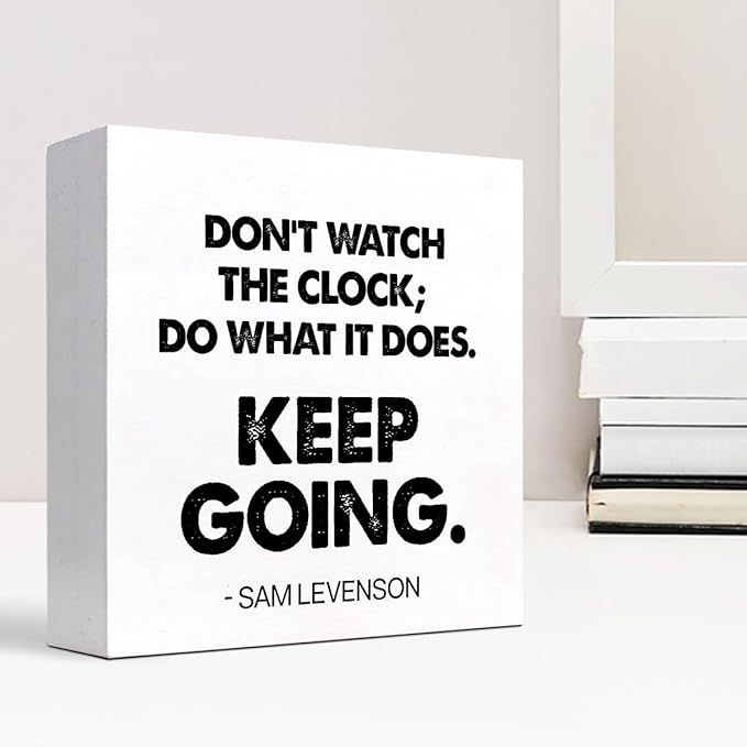Keep Going Wood Box Signs,Inspirational Quote Wood Plaque Sign Desk Decor,Rustic Motivational Wooden Block Sign Decor for Home Office Shelf Desk Table Decoration C1069