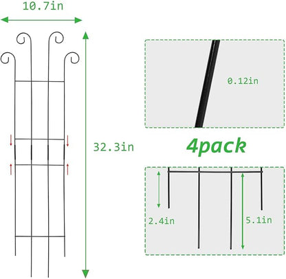 4 Pack 32 Inch Plant Trellis Outdoor Metal Trellis for Climbing Plants Indoor Garden Trellis for Climbing Plants Outdoor Wave Shape Metal Garden Trellis Houseplants Flowers Vine Ivy