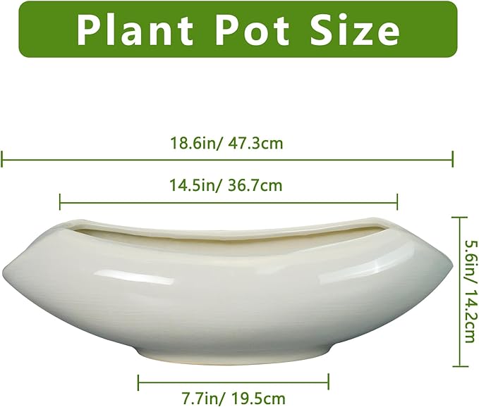 Bonsai Pots 18 Inch - Ceramic Succulent Pots with Drainage Hole Decorative Plant Pot Indoor Large Outdoor Planter Modern Flower Pot for Home Garden Room Decor Gray
