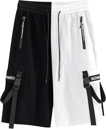 XYXIONGMAO Men's Joggers Techwear Black Hip Hop Cargo Shorts Streetwear Sweatpants Cargo Pants for Men