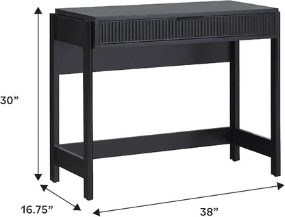 Walker Edison Office Writing and Computer Desk Spacious Desktop, Complementary in Living Spaces, 38 Inch, Reeded Black