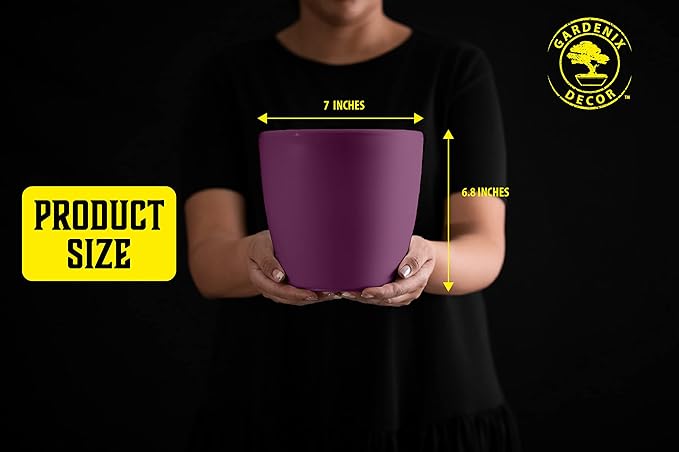 GARDENIX DECOR Self Watering Pots for Indoor Plants 3 Pack - Flower Pot with Water Level Indicator for Plants, Grow Tracking Tool - Self Watering Planter Plant Pot - Coco Coir - Purple