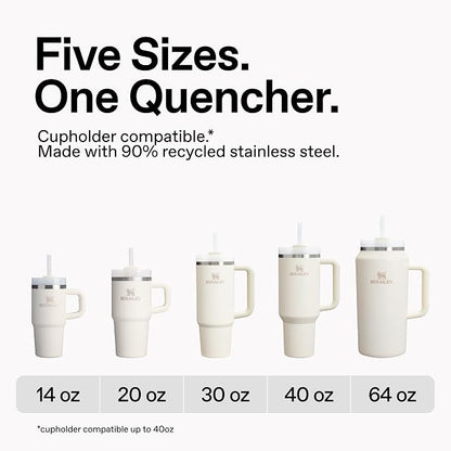 STANLEY Quencher H2.0 Tumbler with Handle and Straw 40 oz | Flowstate 3-Position Lid | Cup Holder Compatible for Travel | Insulated Stainless Steel Cup | BPA-Free | Fluted Marina Shine