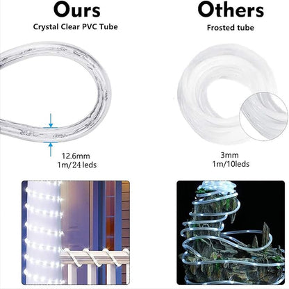 200ft LED Rope Lights Outdoor, 1440 LED Flexible Tube Lights with 8 Modes, Waterproof LED Rope Lighting for Outside, Garden, Patio, Bedroom, Party, Pool, Fences, Indoor Outdoor Decoration (White)