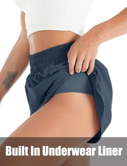 Blooming Jelly Women's Quick-Dry Running Shorts Workout Sport Layer Active Shorts with Pockets 1.75"