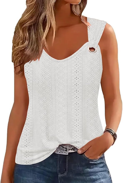 Disamer Womens Tank Tops 2026 Loose Fit Casual Summer Spaghetti Strap Trendy Spring Cute Lace Sleeveless T Shirts