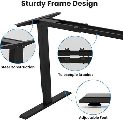 Dual Motor Standing Desk Frame- Heavy Duty Electric Desk Legs, Adjustable Desk Base, Sit Stand Up Desk Frame with Memory Controller for 43''-70'' Desktop, Home & Office DIY Workstation