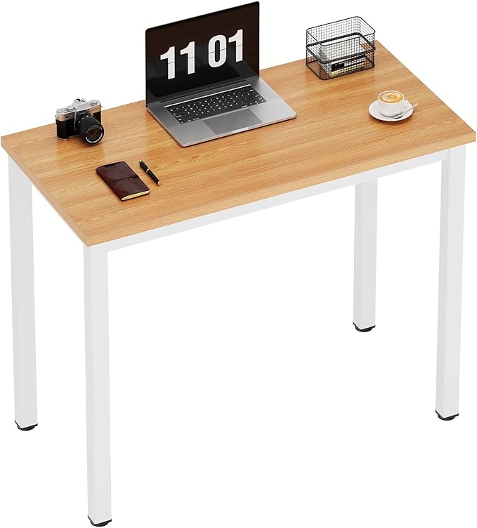 sogesfurniture Computer Office Desk Computer Table with BIFMA Certification Sturdy Office Desk Writing Desk,Teak&Black,BHUS-AC3BW-8040