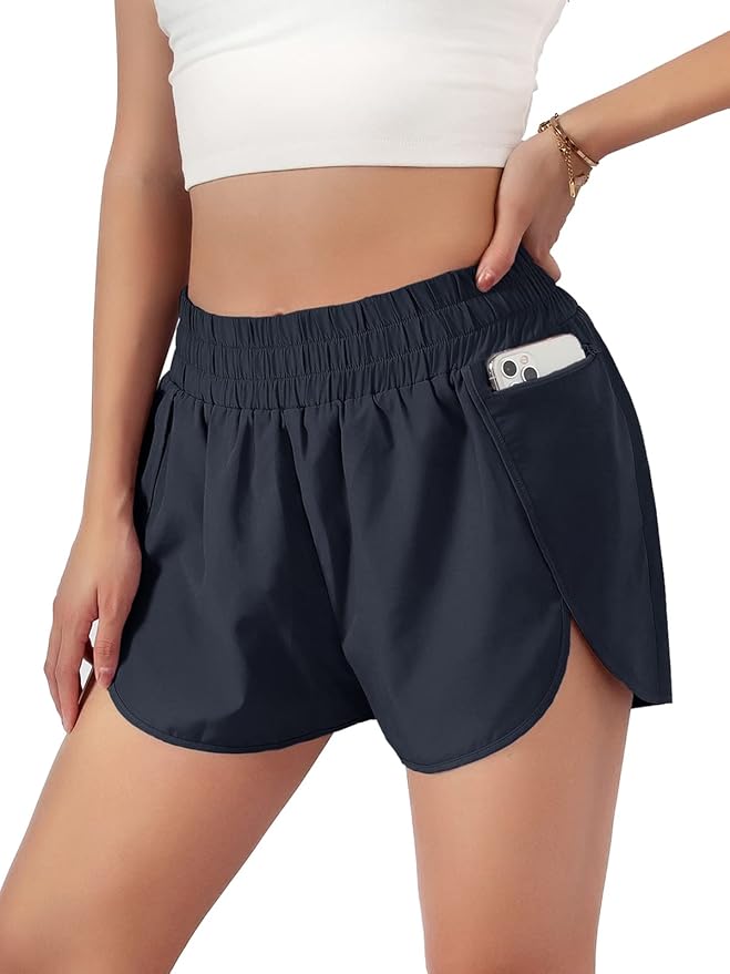 Blooming Jelly Women's Quick-Dry Running Shorts Workout Sport Layer Active Shorts with Pockets 1.75"