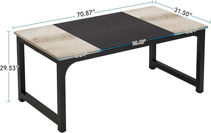70.8 Inch X-Large Executive Computer office desk, Grey+Black