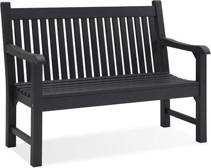 Psilvam Garden Bench, 2-Person Poly Lumber Patio Bench, All-Weather Outdoor Bench That Never Rot, Memorial Bench, Suit for Garden, Porch and Park (Black)