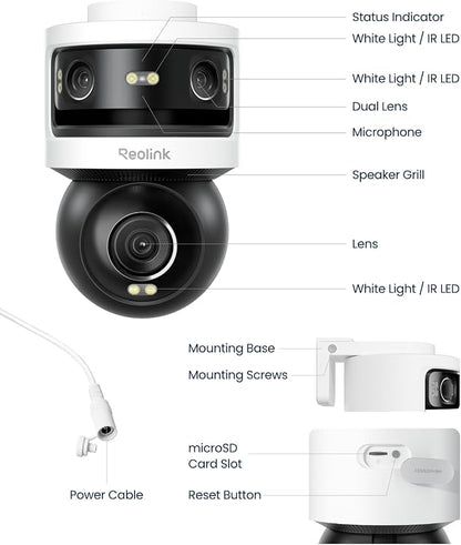 REOLINK OMVI 3i WiFi, 10MP+8MP 4K, Triple-Lens Outdoor Security Camera | 180° Panoramic + Pan-Tilt, SyncTrack&Auto Tracking, Dual-Band WiFi 6, Smart Detection, Local AI Video Search, No Monthly Fees