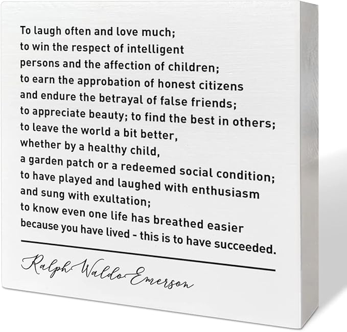 Home Office Desk Wooden Box Sign Decor, To Laugh Often and Much, Inspirational Book Quotes Desk Decor Motivational Literary Desk Decorations for Women Men Student Office Classroom School