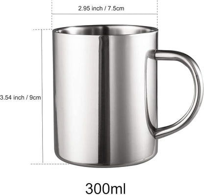 IMEEA Small Coffee Mug 10oz Double Wall Stainless Steel Cups, Set of 2