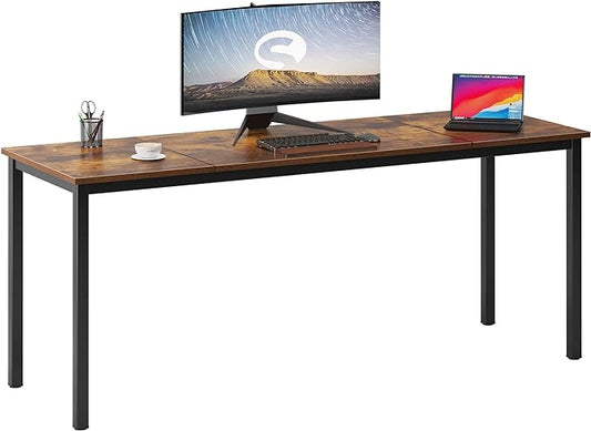 soges 70.8 Inch Stylish Computer Desk, Large Executive Office Desk, Simple Study Writing Desk, Workstation Business Furniture for Home Office, Rustic Brown