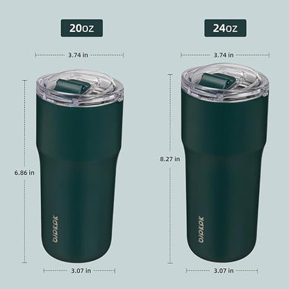 BJPKPK 24 oz Coffee Tumbler, Insulated Stainless Steel Travel Cup | Double Wall Vacuum, Leak Proof Lid, Keeps Hot/Cold/Iced, BPA Free, Dishwasher Safe, Cupholder, Dark Green