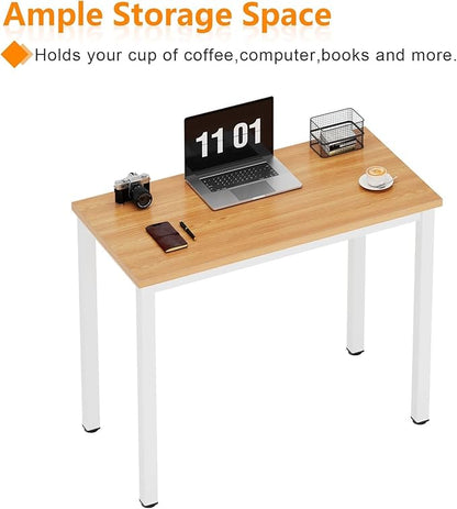 sogesfurniture Computer Office Desk Computer Table with BIFMA Certification Sturdy Office Desk Writing Desk,Teak&Black,BHUS-AC3BW-8040