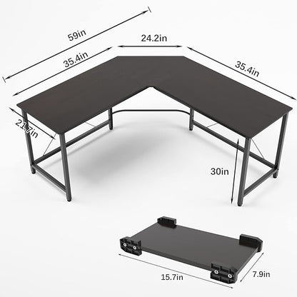 soges L Shaped Office Desk, L Desk Computer Corner Desk, 59 x 59 inches Large L Shaped Desk for Home Office, Sturdy Writing Desk Writing Workstation Gaming Table