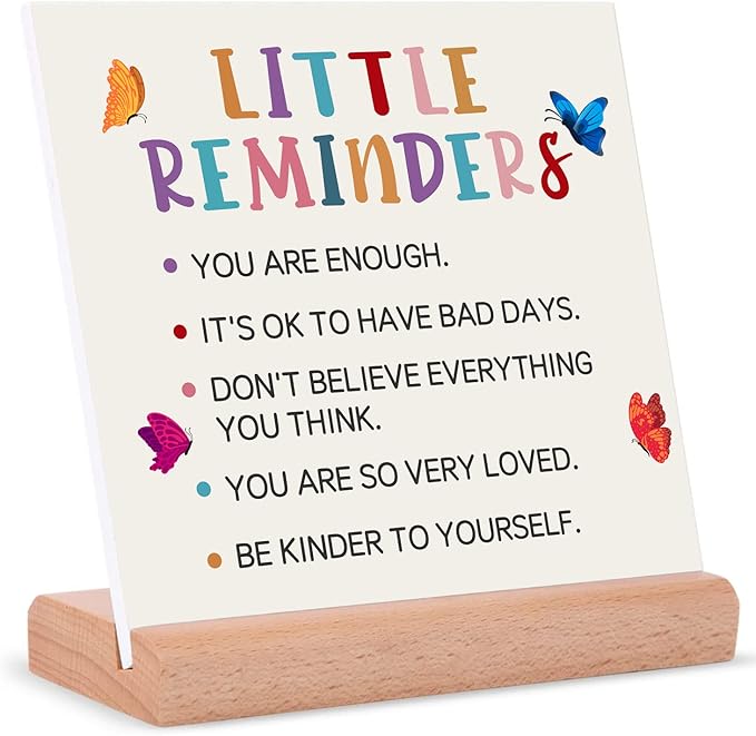 TIKTREE TIKTREE Inspirational Gifts For Women, Cheer Up Gifts for Women, Gifts for College Girls, Positive Home Office Sign With Wooden Stand for Home Office Desk Decorative Signs Plaques
