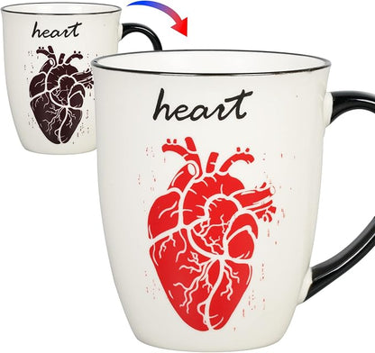 Ceramic Color Changing Mug Birthday Gifts for Men Women Heat Changing Coffee Mug Cup with Heart 16 oz