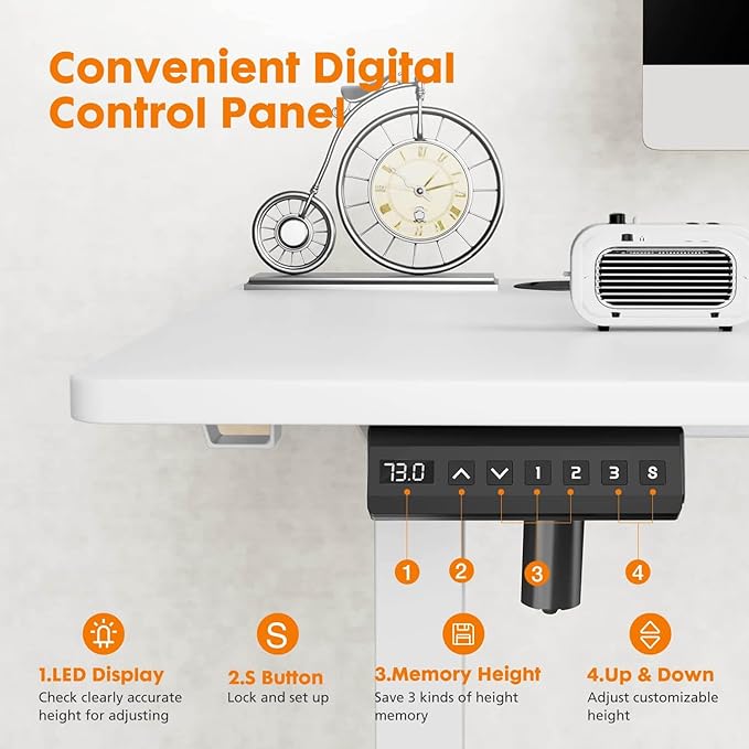 NicBex Home Office Desk 55" x 23" Electric Height Adjustable Standing Desk Computer Desk Office Desk, Sit to Stand Ergonomic Computer Desk Adjustable Desk, White