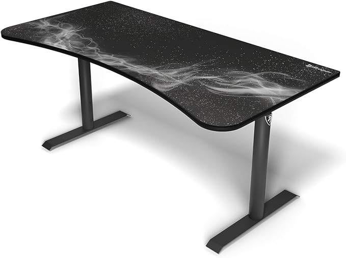 Arozzi Arena Special Edition Ultrawide Curved Gaming and Office Desk with Full Surface Water Resistant Desk Mat Custom Monitor Mount Cable Management Cut Outs - Gunmetal Galaxy