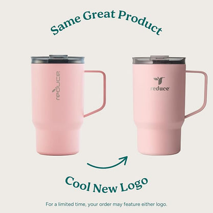 REDUCE Hot1 18 oz Hot1 Stainless Steel Insulated Mug with Temperature Adjusting Lid - Dual-Wall Vacuum, Cupholder Friendly - Keeps Drinks Hot for 6 Hours - Ideal for Coffee, Tea & Other - Baked Clay